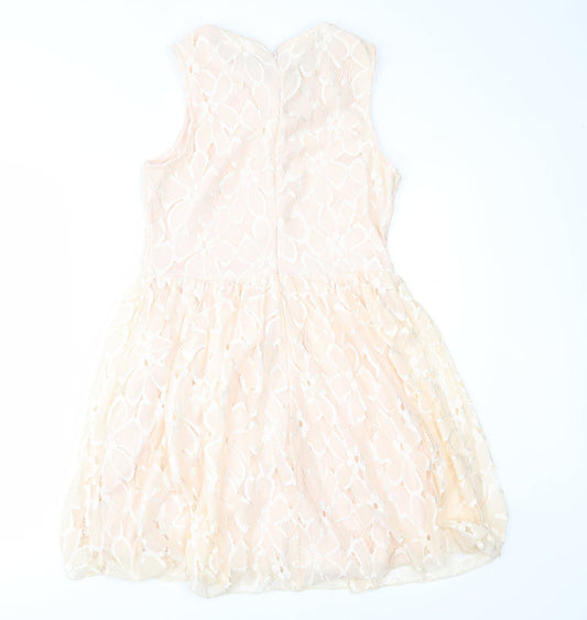 Parisian Collection Womens Pink  Lace Fit & Flare  Size 12