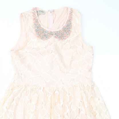 Parisian Collection Womens Pink  Lace Fit & Flare  Size 12