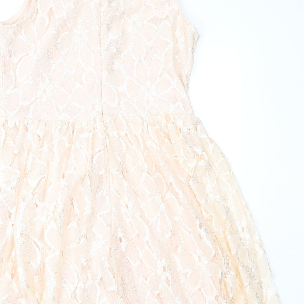 Parisian Collection Womens Pink  Lace Fit & Flare  Size 12