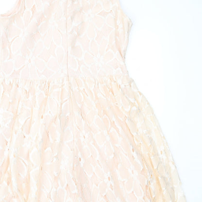 Parisian Collection Womens Pink  Lace Fit & Flare  Size 12