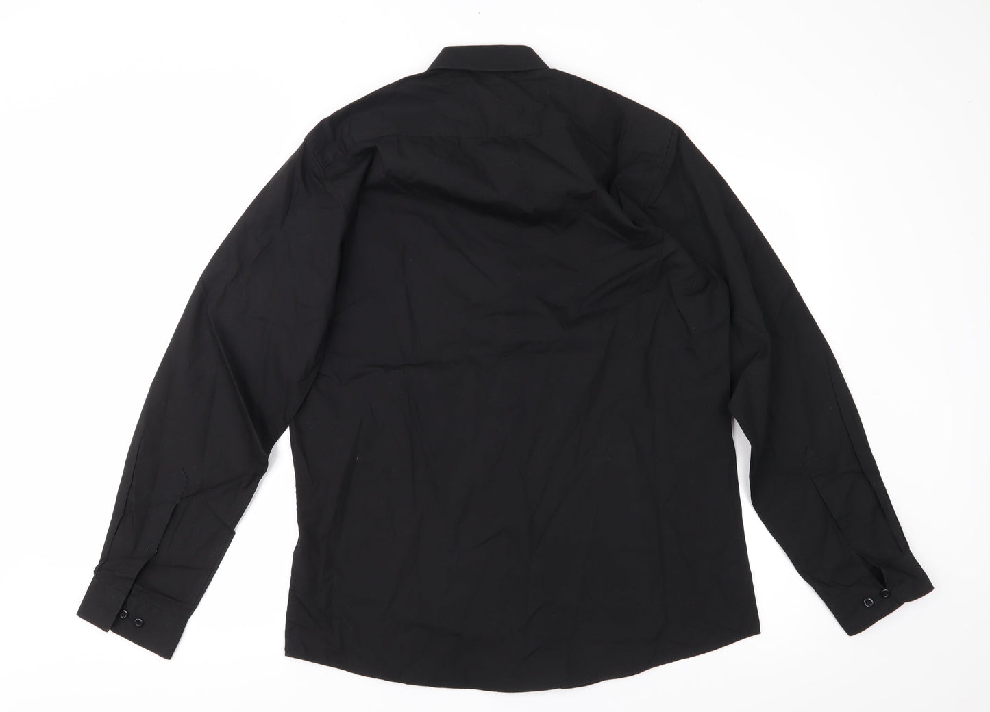 Mens UK Size 16.5 Dunnes Stores Black  Button-Up Long Sleeve Casual Shirt