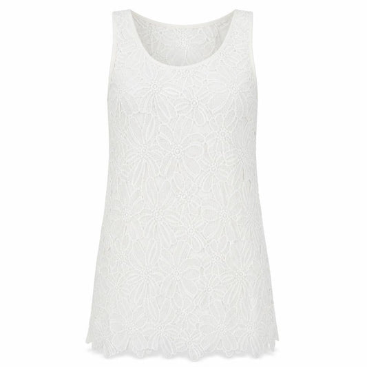 Front view of Atmosphere women’s ivory lace shift, size M