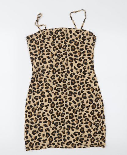 Divided Womens Brown Animal Print Jersey Sheath  Size 10