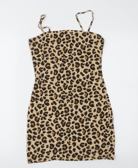Divided Womens Brown Animal Print Jersey Sheath  Size 10