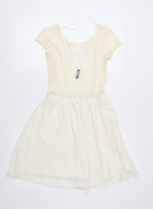 Divided Womens Ivory  Lace Fit & Flare  Size 8