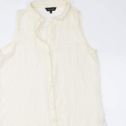 Womens UK Size 10 New Look Ivory Basic Blouse