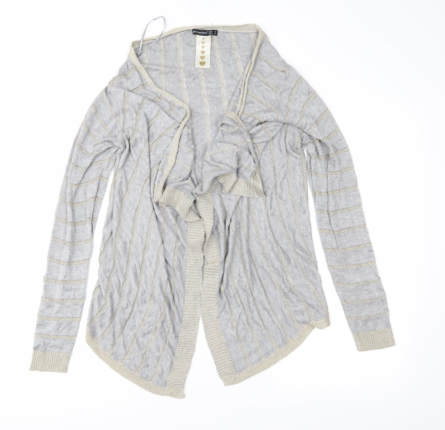 Atmosphere Womens Grey Striped Knit Cardigan Jumper Size 12