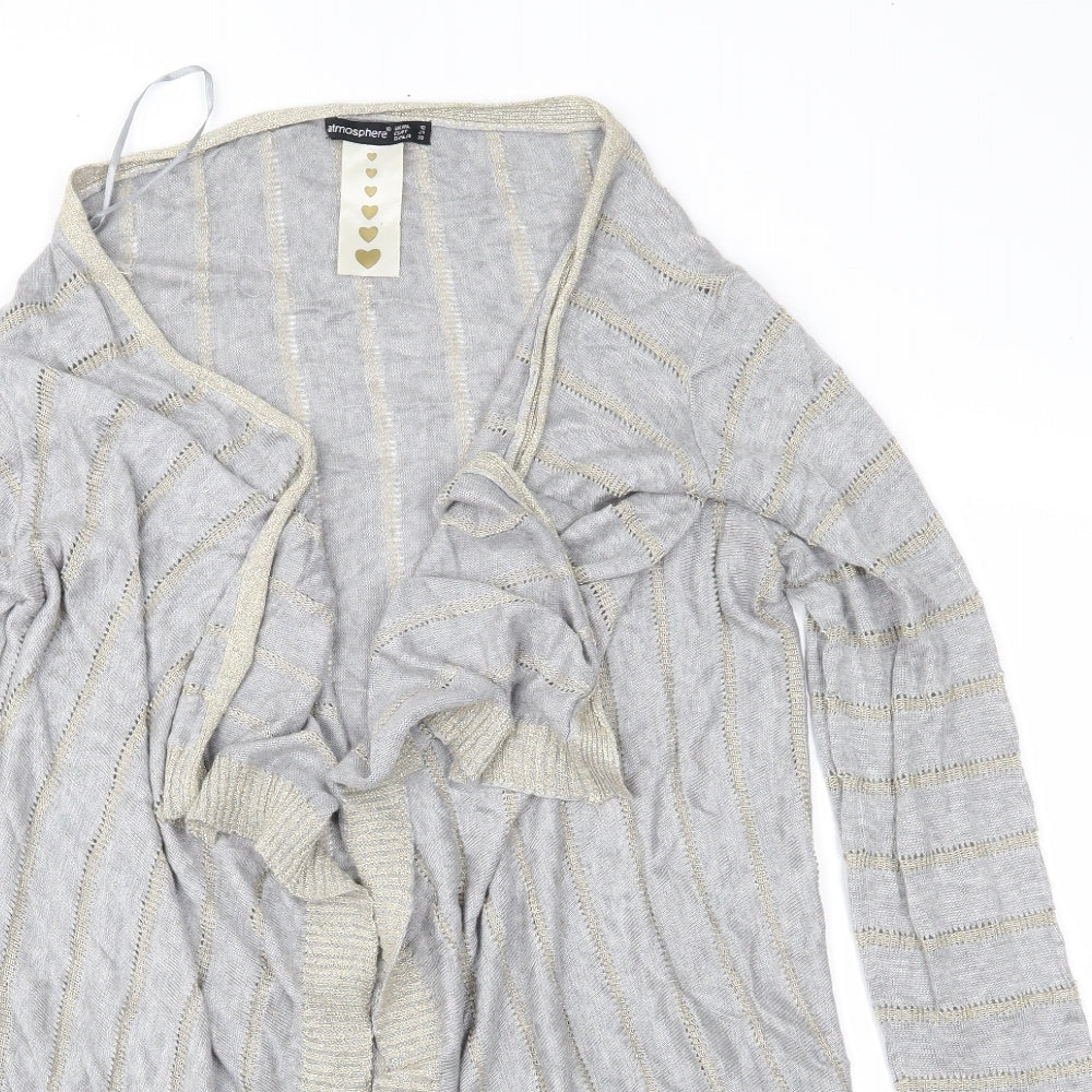 Atmosphere Womens Grey Striped Knit Cardigan Jumper Size 12