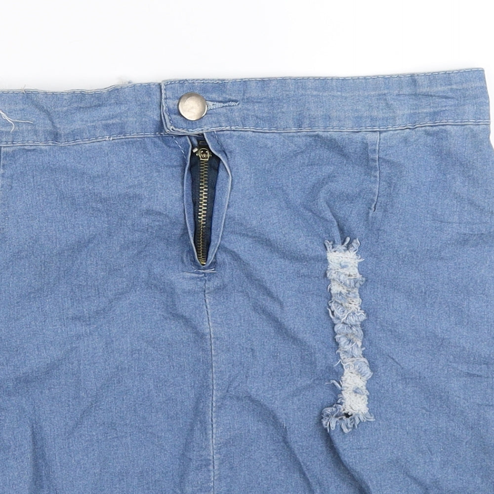 Fancy Qube Womens Blue  Denim Straight & Pencil Skirt Size 32 in  - Distressed