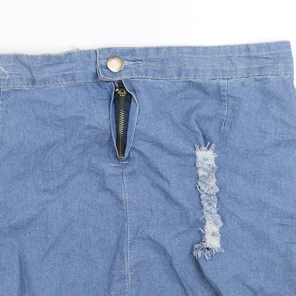 Fancy Qube Womens Blue  Denim Straight & Pencil Skirt Size 32 in  - Distressed