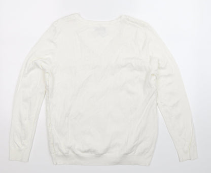Soon Womens White  Knit Pullover Jumper Size 14