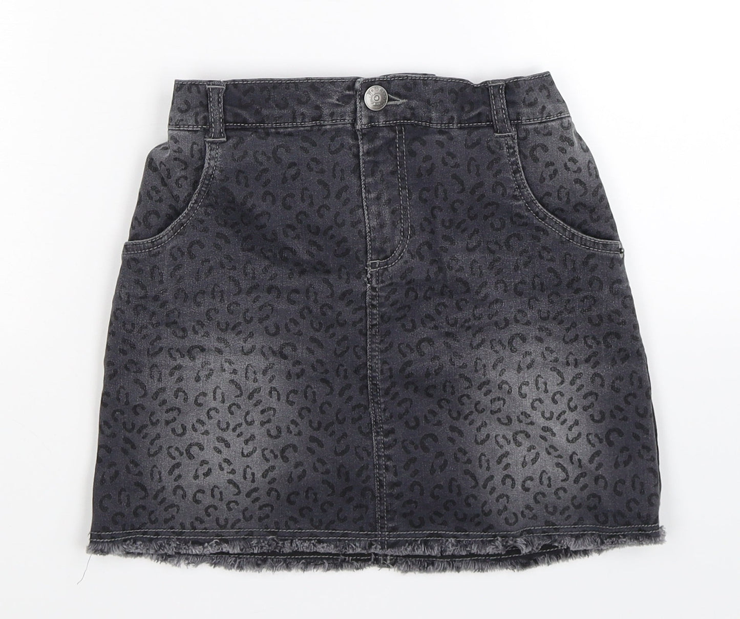 Preworn Girls Grey  Denim A-Line Skirt Size S