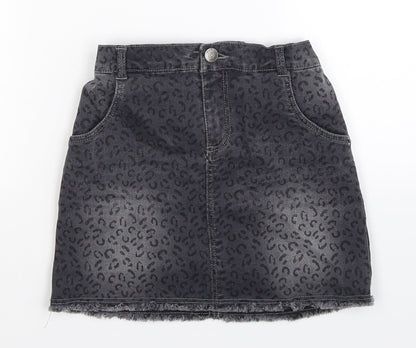 Preworn Girls Grey  Denim A-Line Skirt Size S