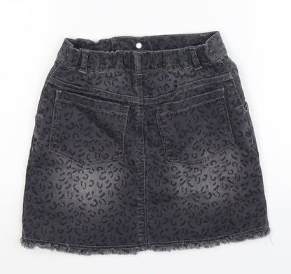 Preworn Girls Grey  Denim A-Line Skirt Size S