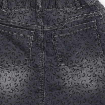 Preworn Girls Grey  Denim A-Line Skirt Size S