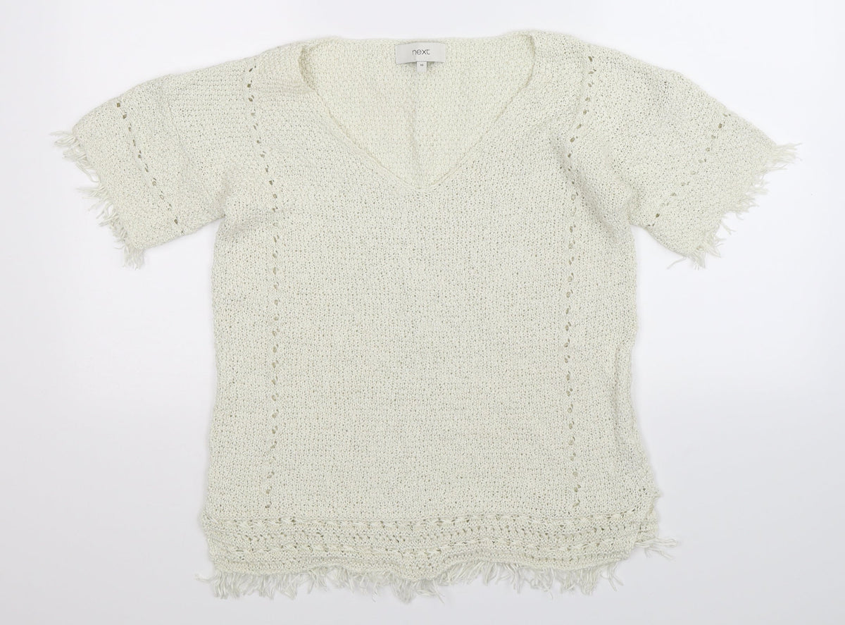 Next Womens Ivory  Knit Pullover Jumper Size 10