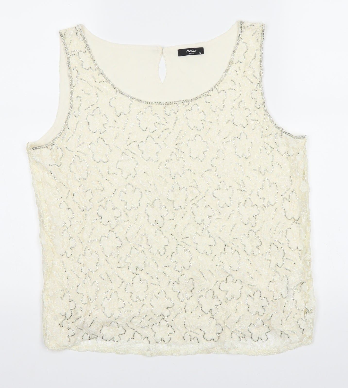 Womens UK Size 12 M&Co Ivory Basic Blouse