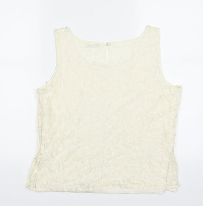 Womens UK Size 12 M&Co Ivory Basic Blouse