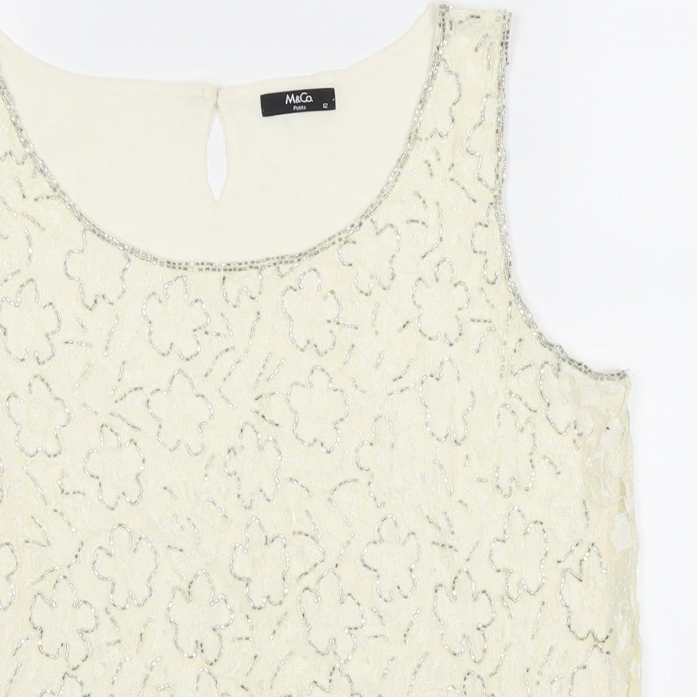 Womens UK Size 12 M&Co Ivory Basic Blouse