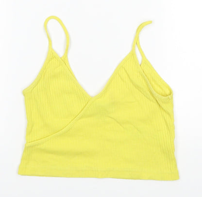 Womens UK Size 8 Topshop Yellow Basic Tank