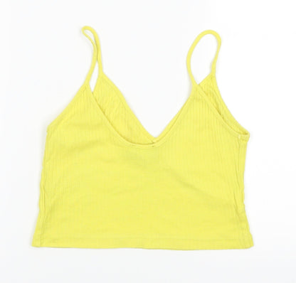 Womens UK Size 8 Topshop Yellow Basic Tank
