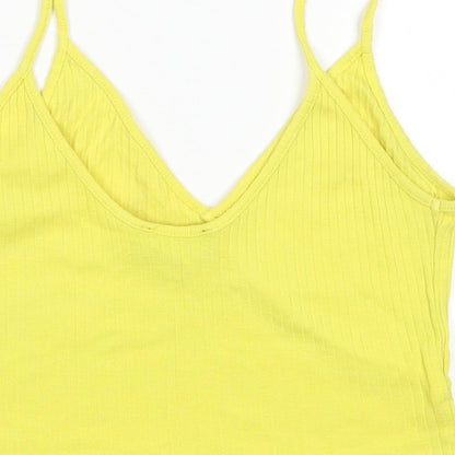 Womens UK Size 8 Topshop Yellow Basic Tank
