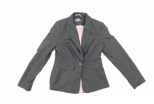 BHS Womens Grey Striped  Jacket Suit Jacket Size 10