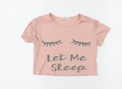 SheIn Girls Pink Solid  Top Nightshirt