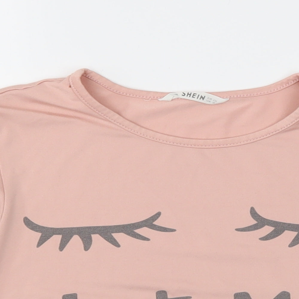 SheIn Girls Pink Solid  Top Nightshirt
