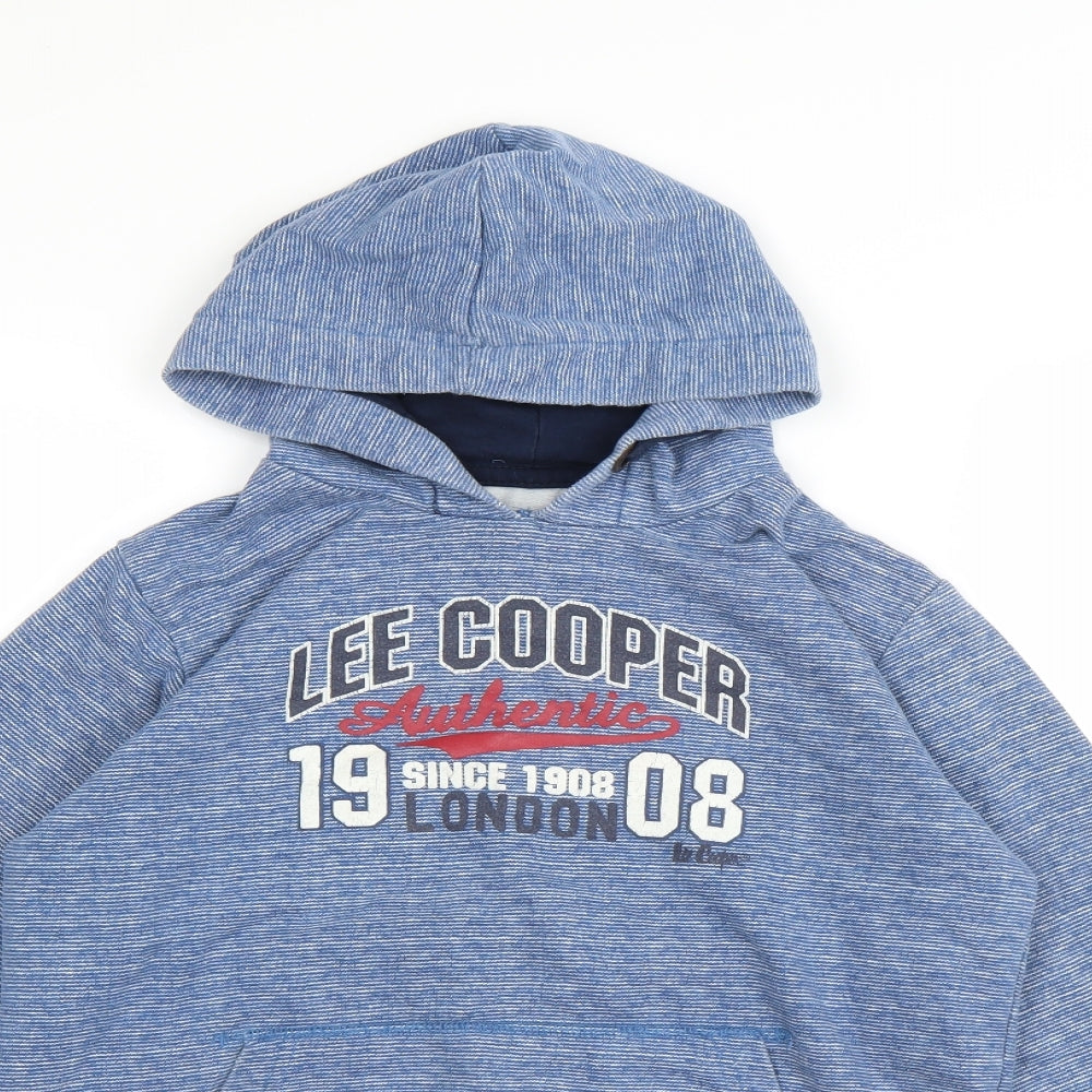Lee Cooper Boys Blue Striped  Pullover Hoodie Size 13 Years