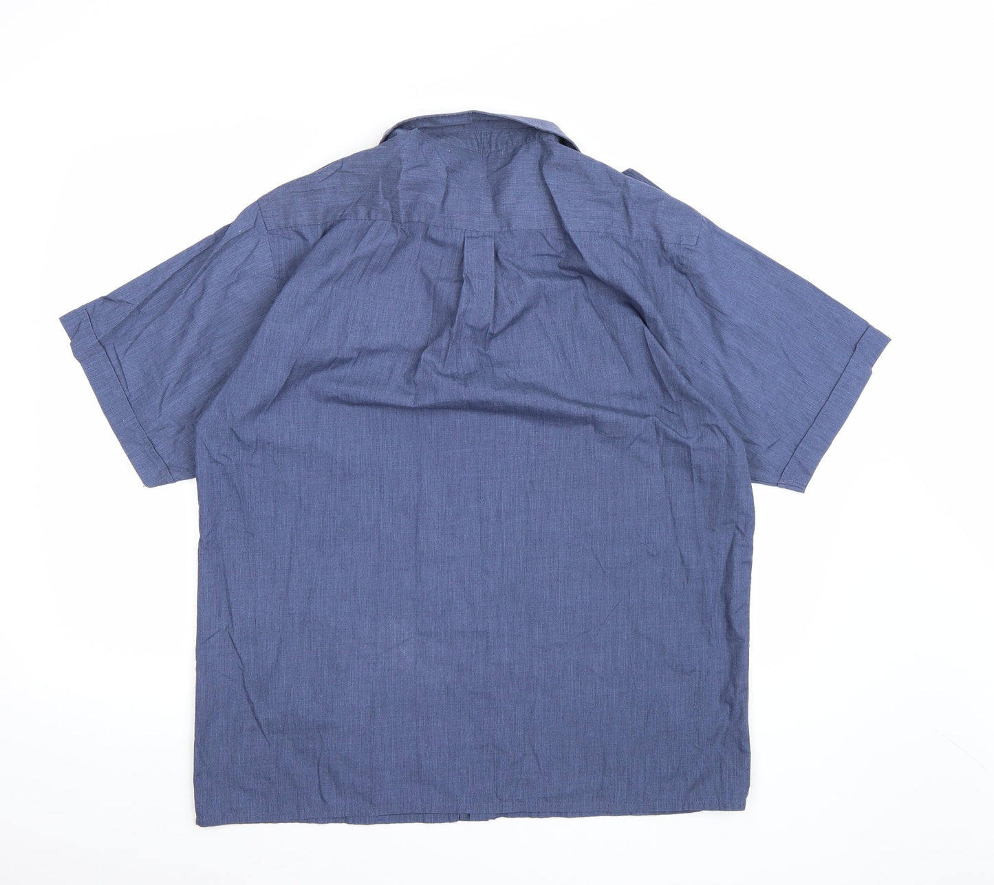 Mens UK Size L Easy Blue  Button-Up Short Sleeve Casual Shirt