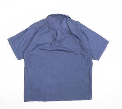 Mens UK Size L Easy Blue  Button-Up Short Sleeve Casual Shirt