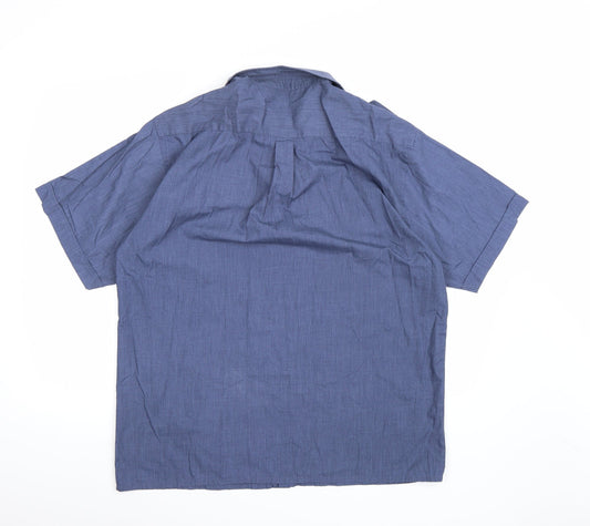 Mens UK Size L Easy Blue  Button-Up Short Sleeve Casual Shirt