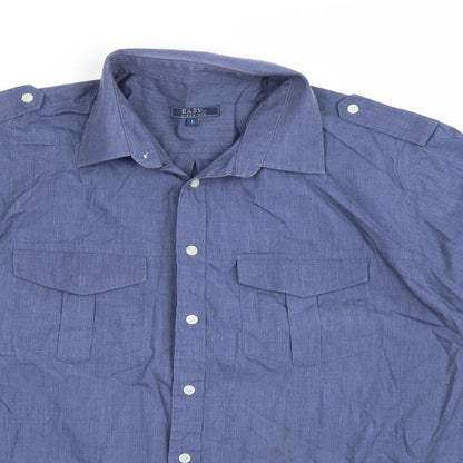 Mens UK Size L Easy Blue  Button-Up Short Sleeve Casual Shirt
