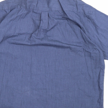 Mens UK Size L Easy Blue  Button-Up Short Sleeve Casual Shirt