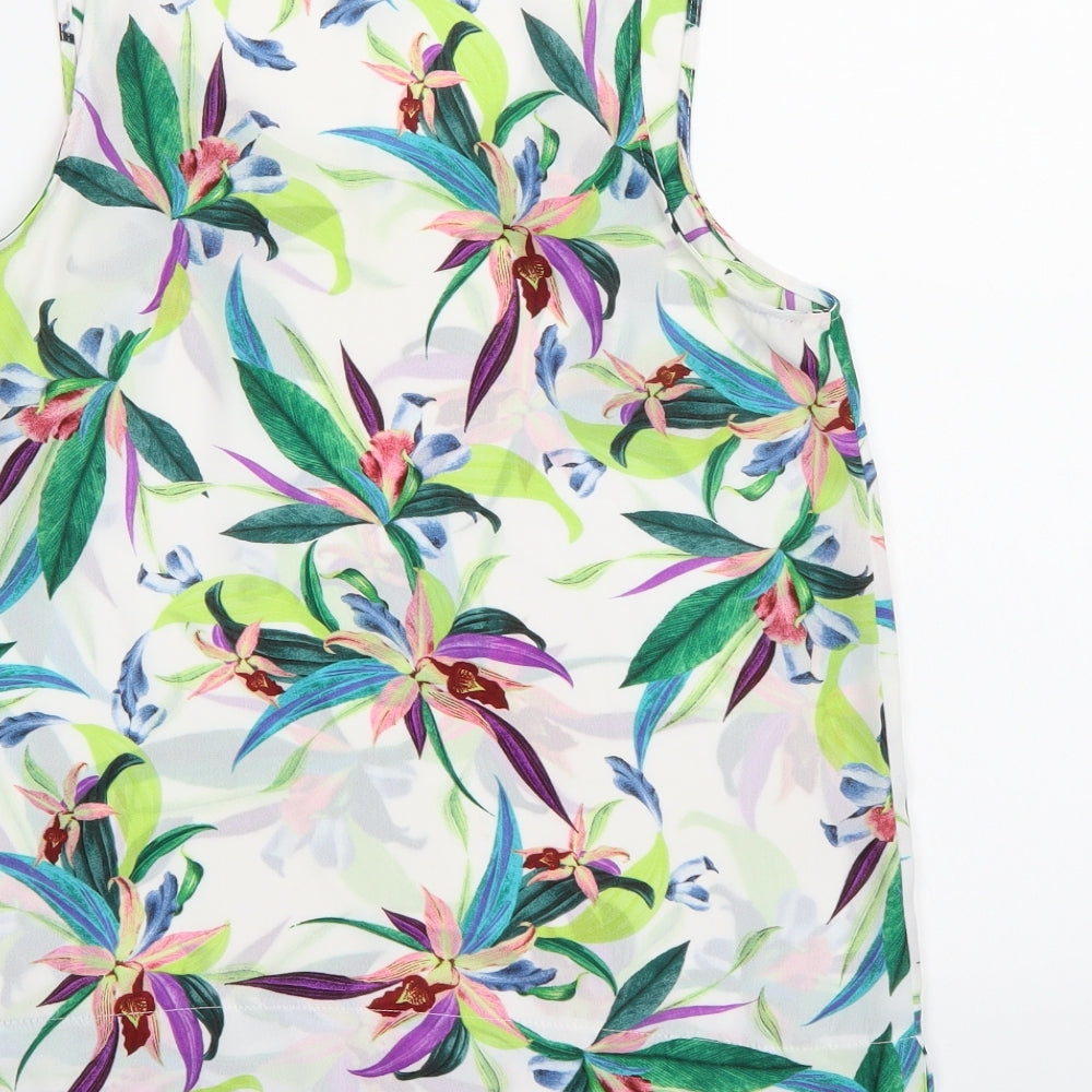 Primark Womens White Floral Chiffon Camisole Tank Size 8