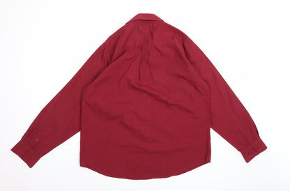 Mens UK Size 16 CITY CLASSIC Red  Button-Up Long Sleeve Casual Shirt
