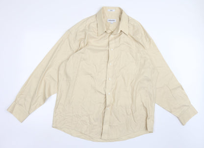 Mens UK Size 17 Joseph & Feiss Beige  Button-Up Long Sleeve Casual Shirt