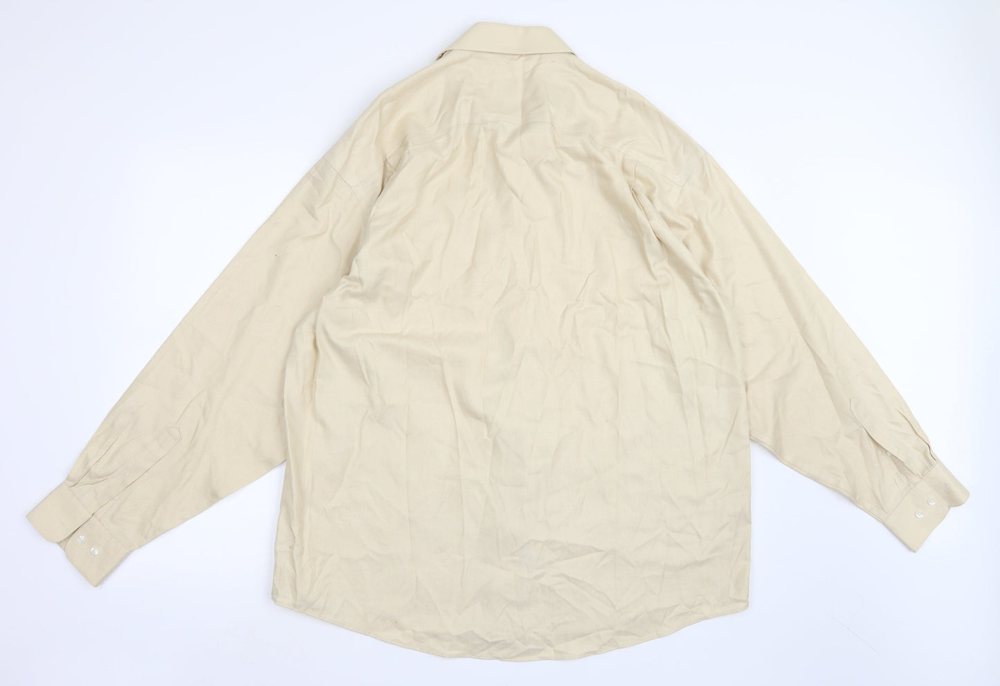 Mens UK Size 17 Joseph & Feiss Beige  Button-Up Long Sleeve Casual Shirt
