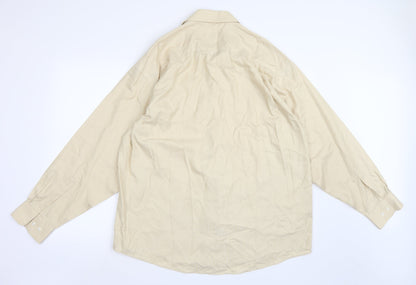 Mens UK Size 17 Joseph & Feiss Beige  Button-Up Long Sleeve Casual Shirt