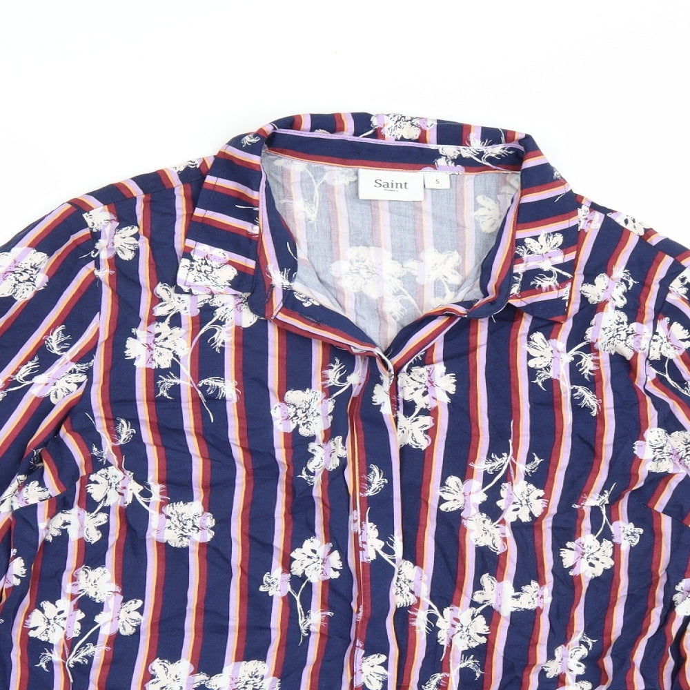 Womens UK Size S Saint Tropez Blue Basic Button-Up