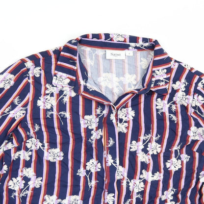 Womens UK Size S Saint Tropez Blue Basic Button-Up