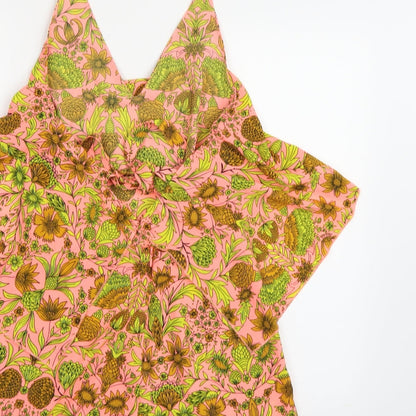 H&M Womens Pink Floral Chiffon Playsuit One-Piece Size 10 L3 in