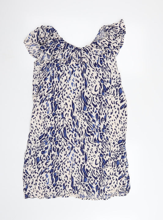 Dorothy Perkins Womens White Animal Print  A-Line  Size 10