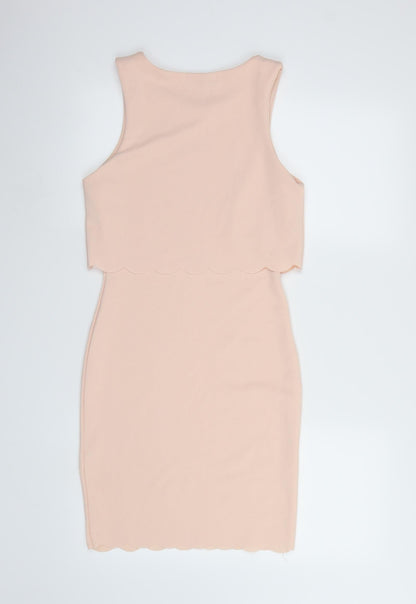 New Look Womens Pink   Bodycon  Size 10  - Scallop Hem