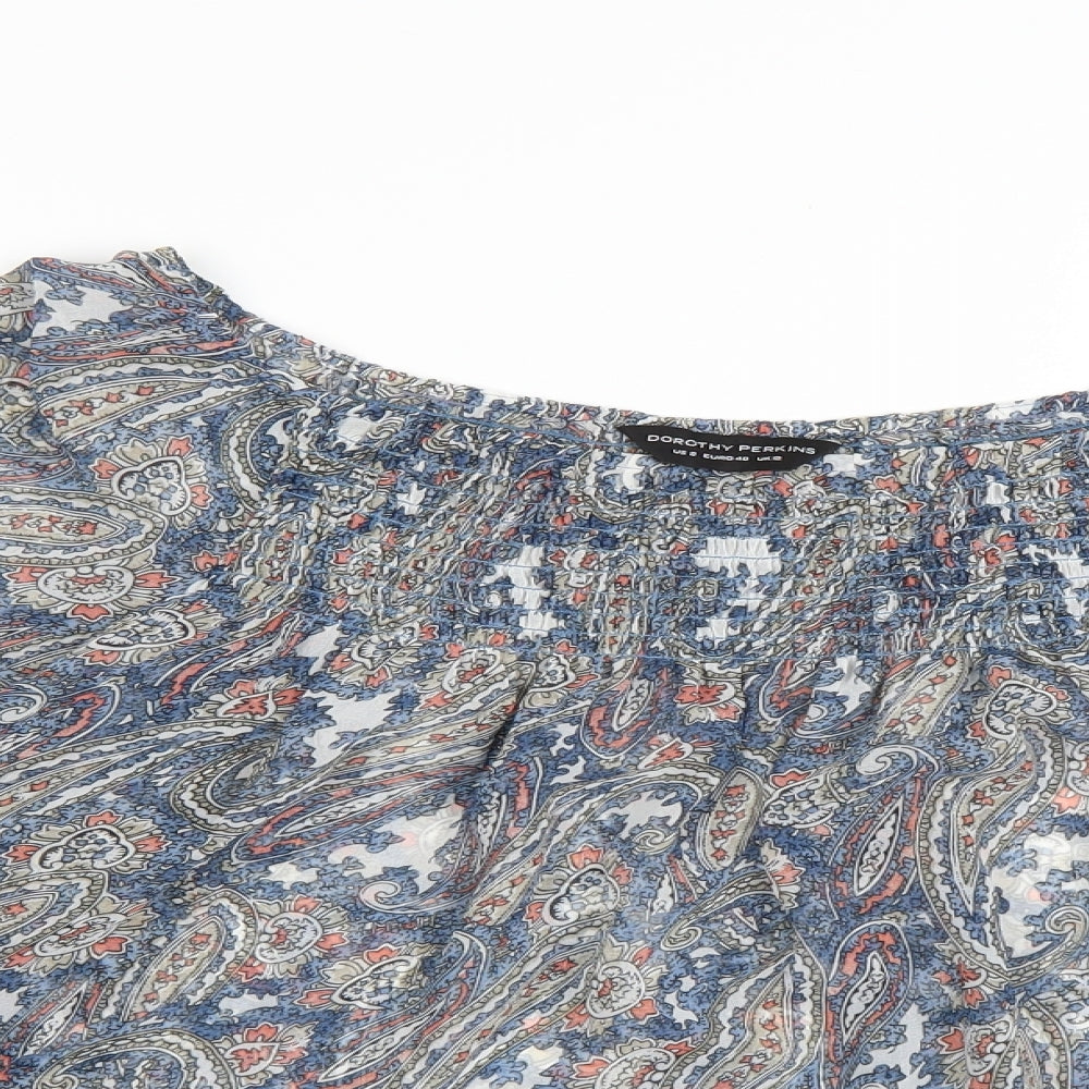 Womens UK Size 12 Dorothy Perkins Blue Basic Blouse