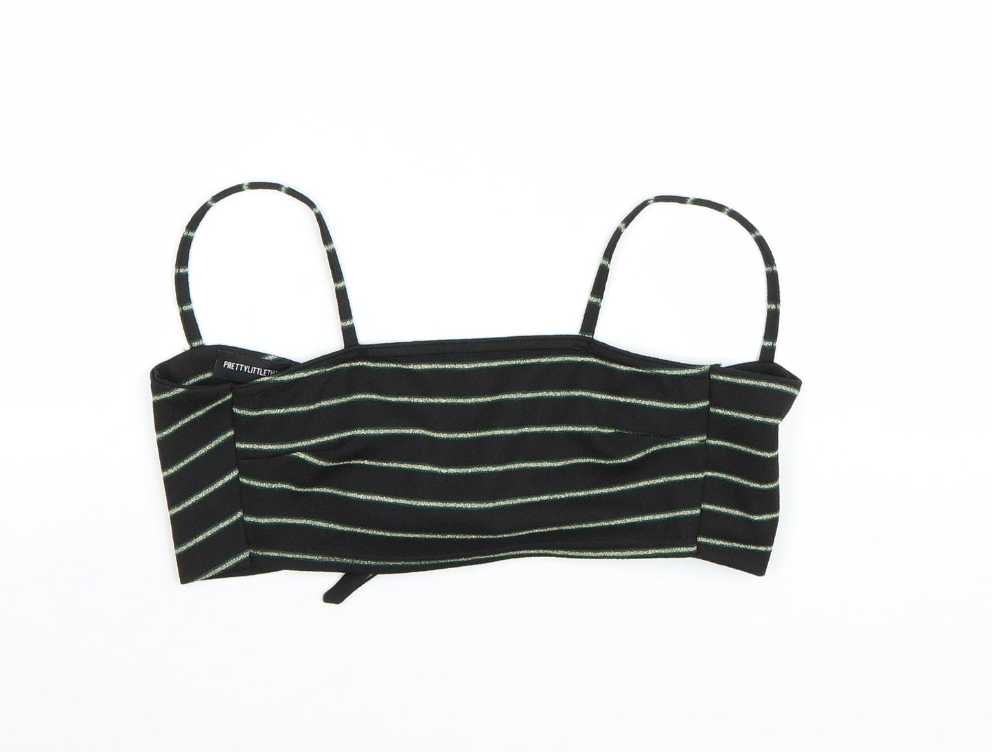PRETTYLITTLETHING Womens Black Striped  Cropped Tank Size 6