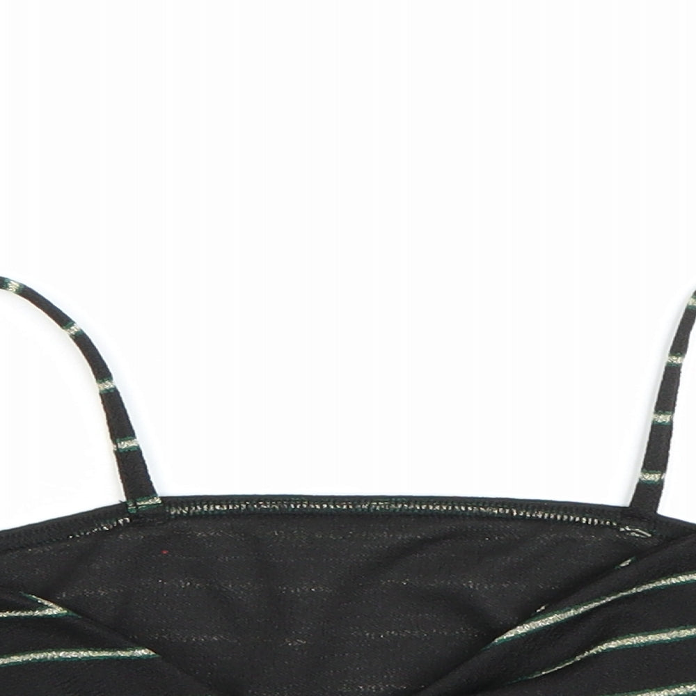 PRETTYLITTLETHING Womens Black Striped  Cropped Tank Size 6