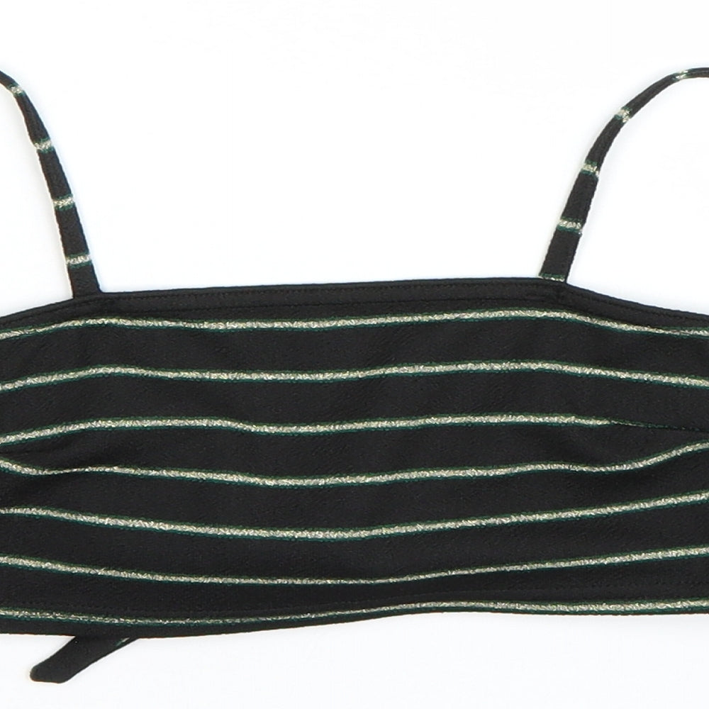 PRETTYLITTLETHING Womens Black Striped  Cropped Tank Size 6