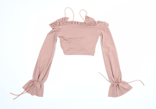 PRETTYLITTLETHING Womens Pink   Cropped Blouse Size 4